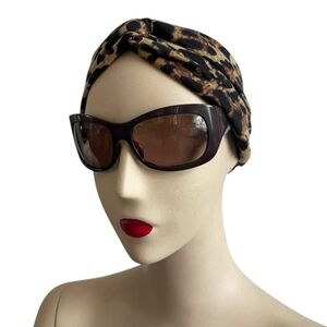 Cheetah Print Wide Turban Headband Boho Soft Hair Accessory for Women